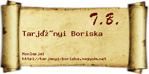 Tarjányi Boriska névjegykártya